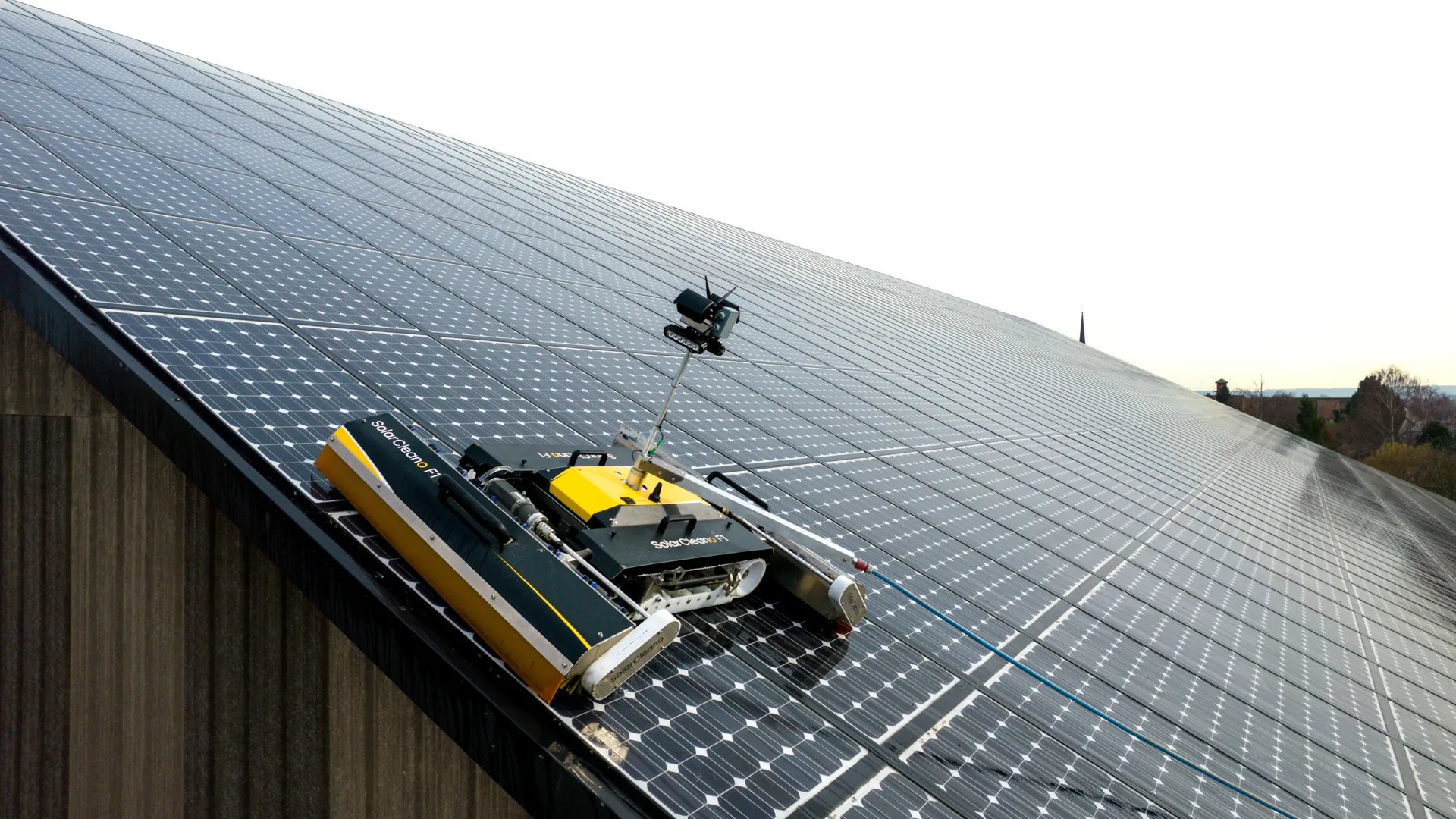solar panels on scenic background